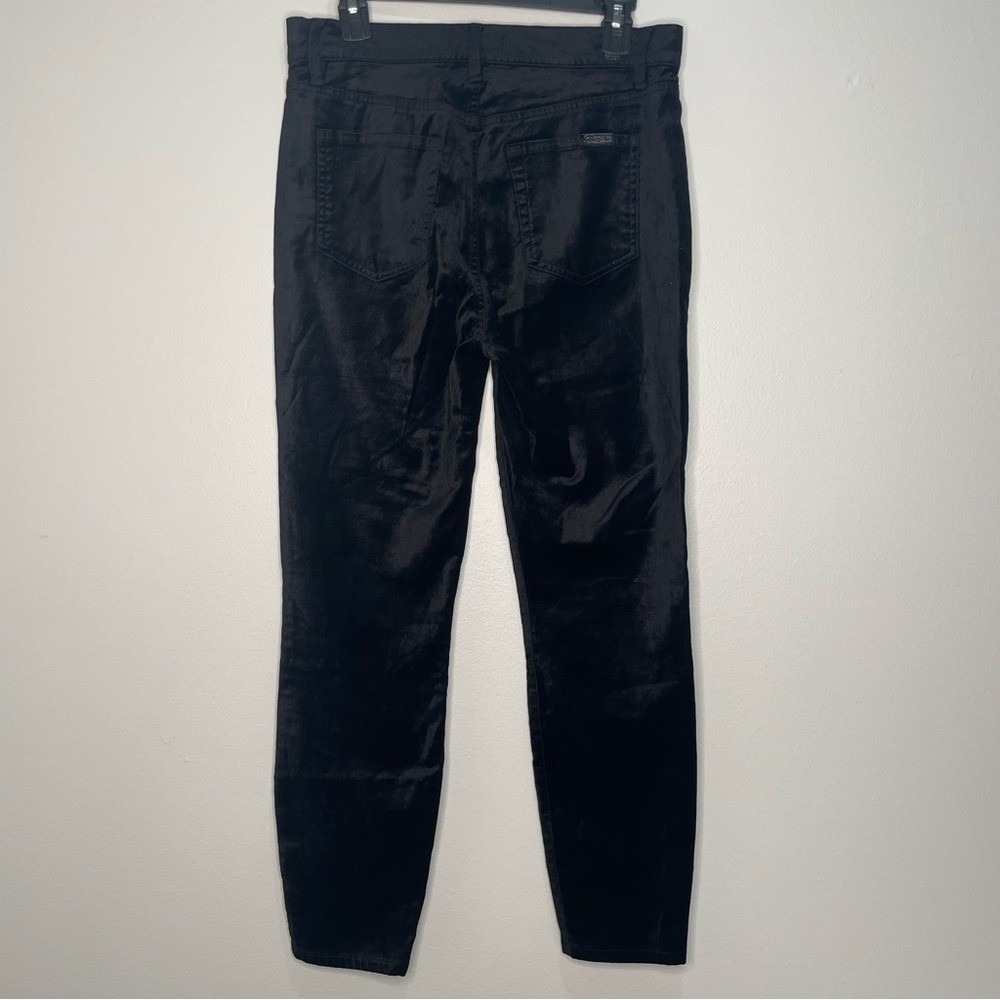 7 For All Mankind Black Velvet Button Fly High Rise Skinny Jeans Size 29 - Picture 3 of 10